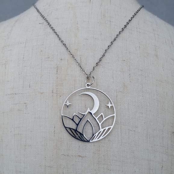 Luxury Moon Locust Stainless Steel Necklace - Picture 2 of 3
